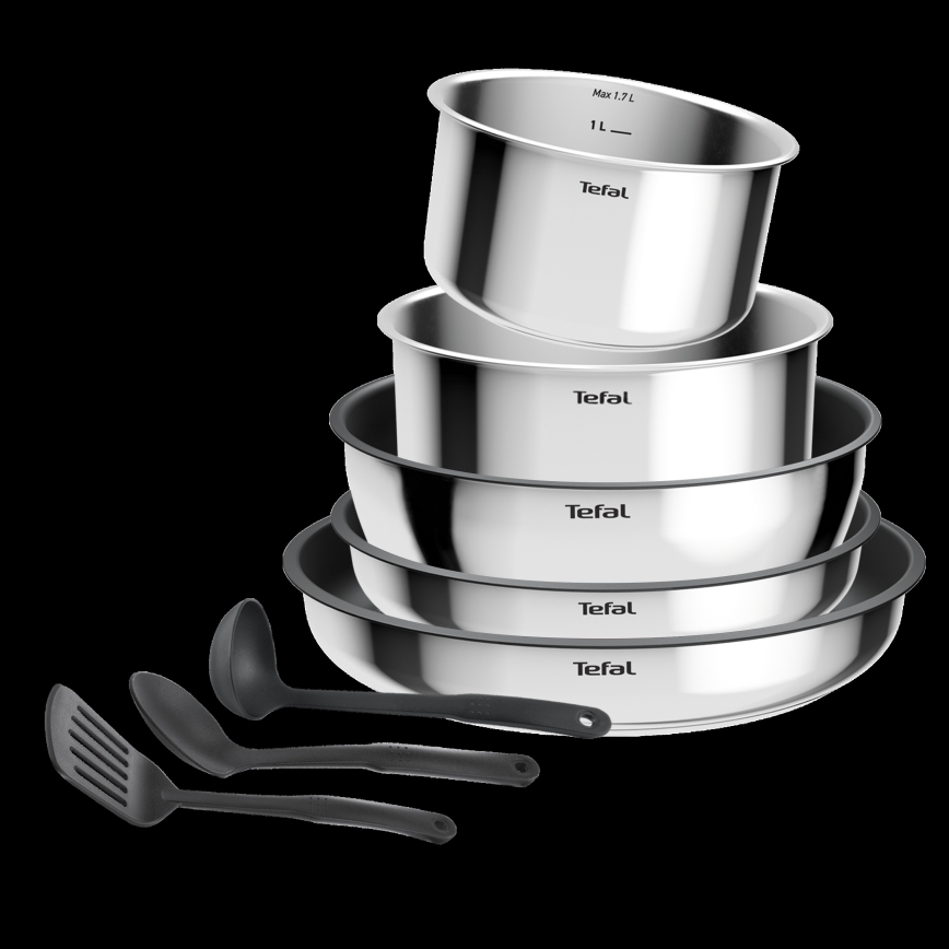 Tefal - Комплект съдове за готвене от 9 части INGENIO COOK, неръждаема стомана