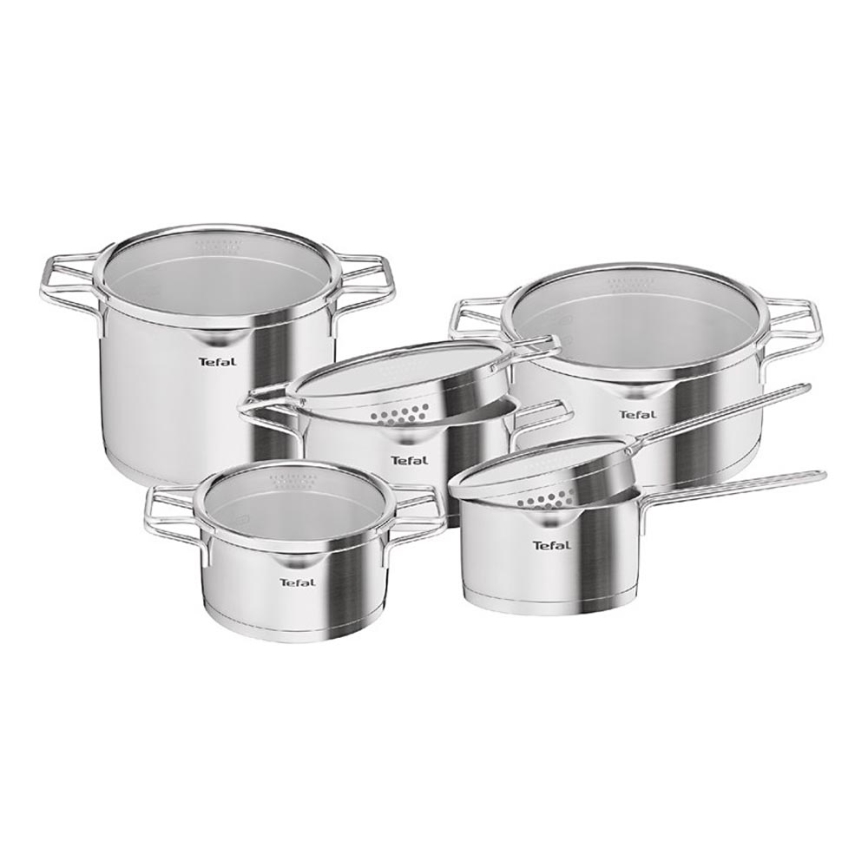 Tefal - Комплект тенджери NORDICA, 10 части, неръждаема стомана
