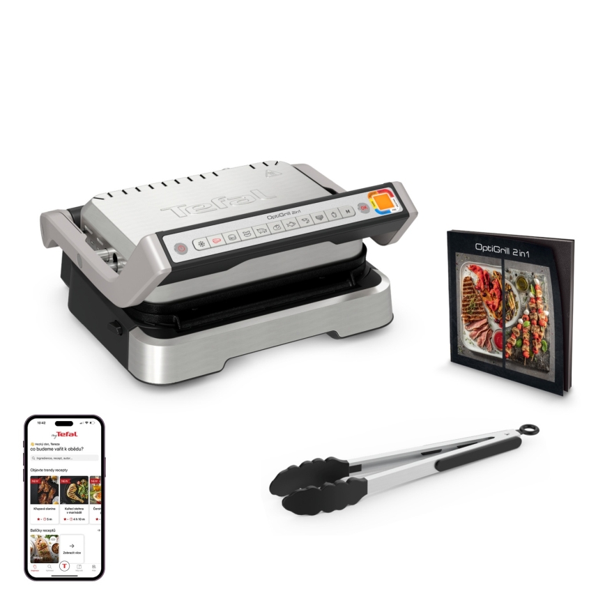 Tefal - Контактен грил OPTIGRILL 2 в 1 2100W/230V неръждаема стомана