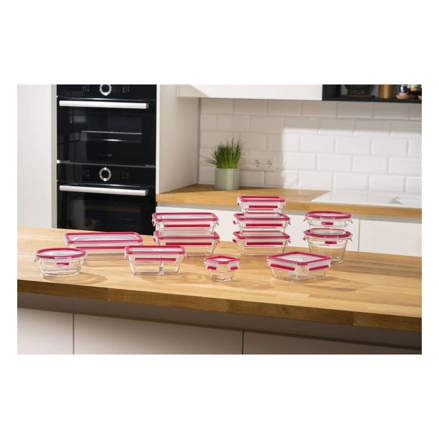 Tefal - Контейнер за храна 1,1 л MSEAL GLASS червен/стъкло