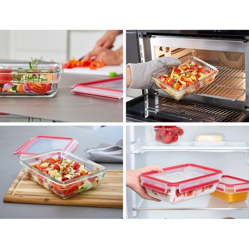 Tefal - Контейнер за храна 1,3 l MSEAL GLASS червен/стъкло