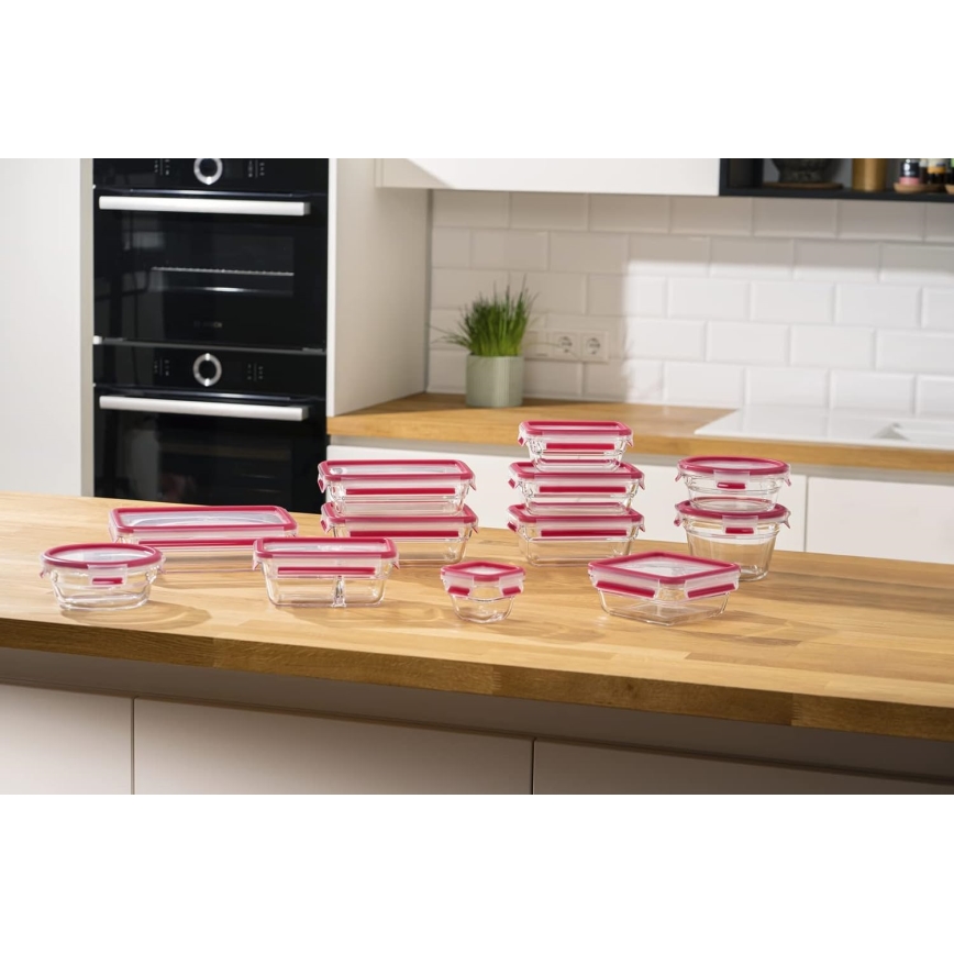 Tefal - Контейнер за храна 1,3 l MSEAL GLASS червен/стъкло