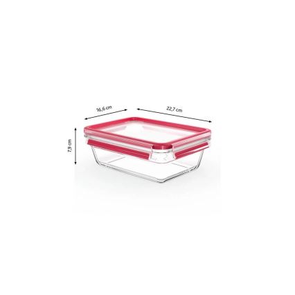 Tefal - Контейнер за храна 1,3 l MSEAL GLASS червен/стъкло