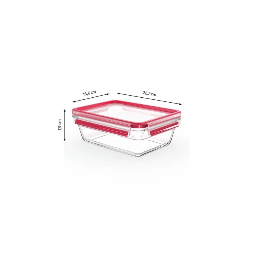 Tefal - Контейнер за храна 1,3 l MSEAL GLASS червен/стъкло