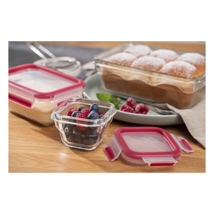 Tefal - Контейнер за храни 0,45 л MSEAL GLASS червен/стъкло