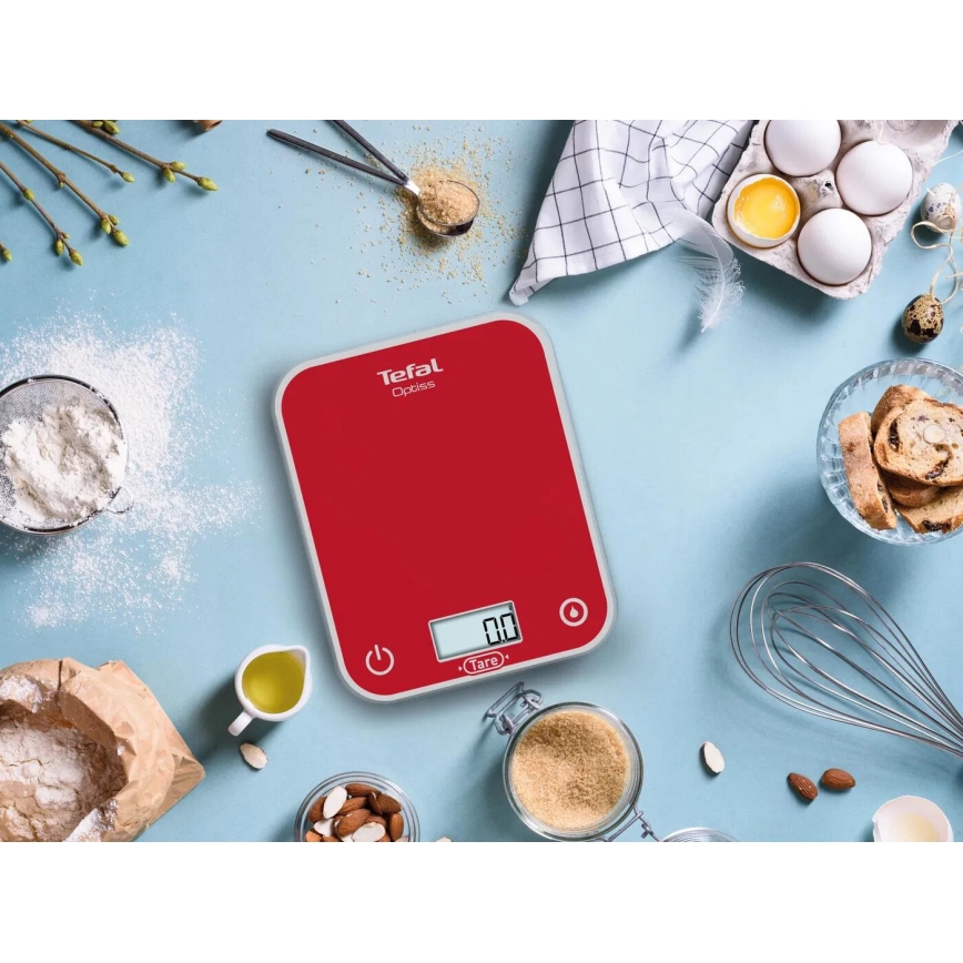 Tefal - Кухненска везна OPTISS 2xAAA червен