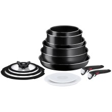 Tefal - Комплект готварски съдове 13 бр. INGENIO EASY COOK & CLEAN BLACK