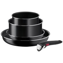 Tefal - Комплект готварски съдове 5 бр. INGENIO EASY COOK & CLEAN BLACK