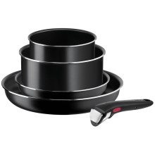 Tefal - Комплект готварски съдове 5 бр. INGENIO EASY COOK & CLEAN BLACK