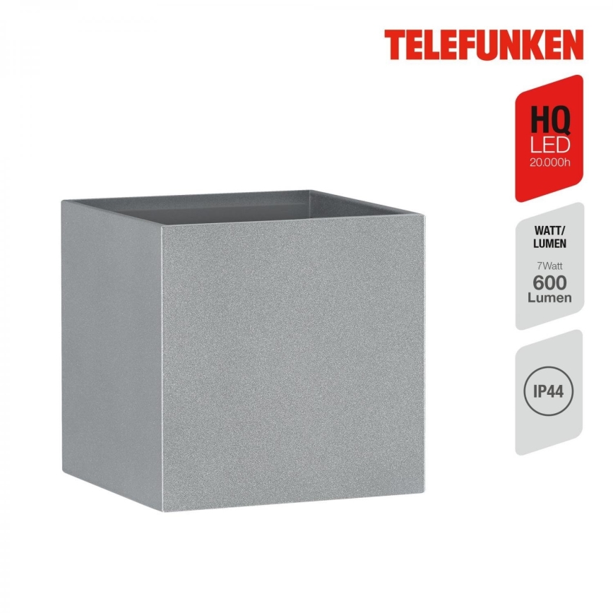 Telefunken 303404TF - LED външно стенно осветително тяло LED/7W/230V IP44 сребристо