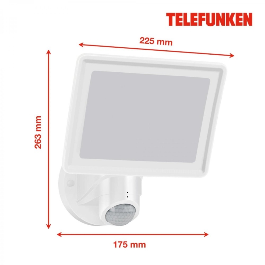 Telefunken 304406TF - LED външен стенен прожектор със сензор, 20W/230V, IP44