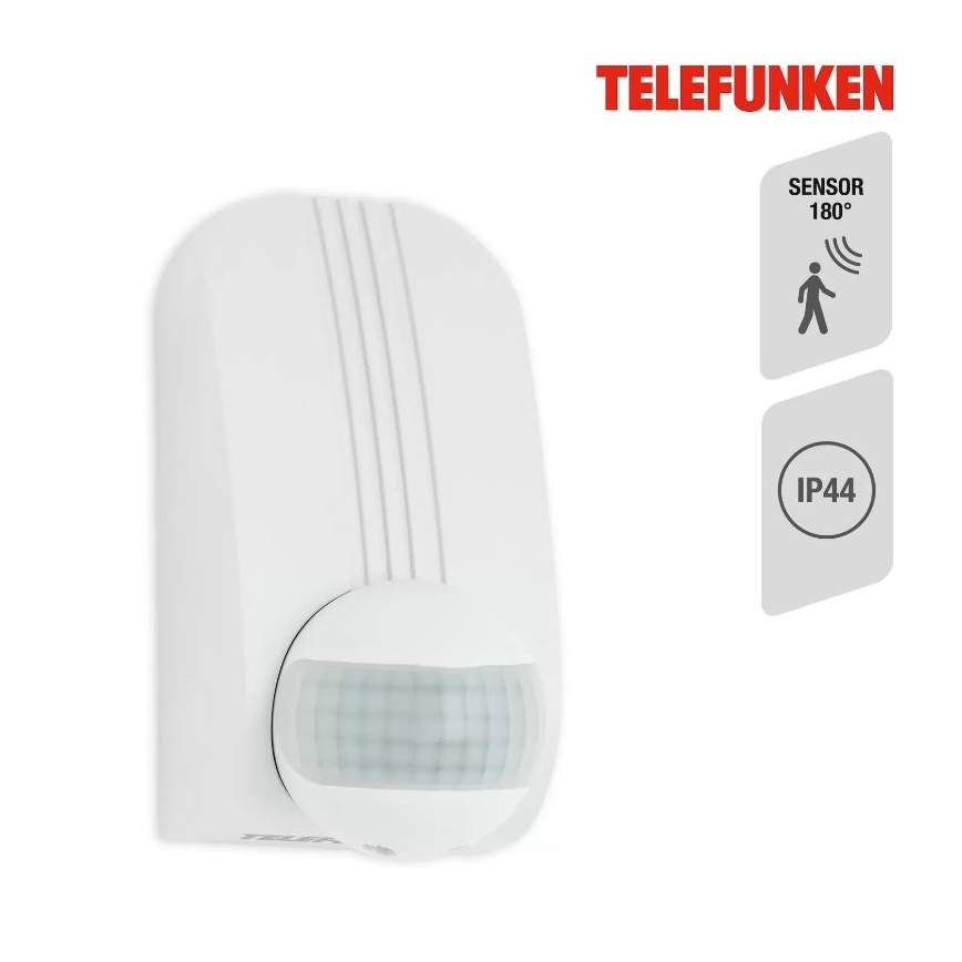 Telefunken 306506TF - Екстериорен сензор за движение 180° IP44 бял