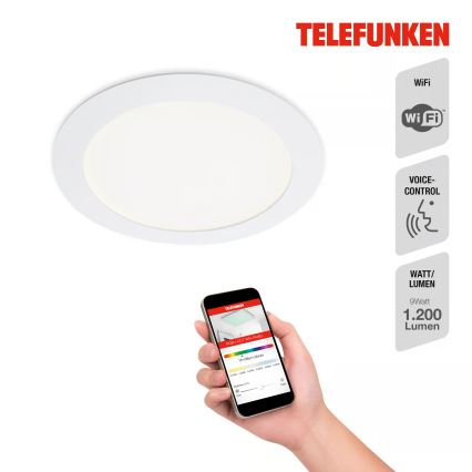 Telefunken 309406TF - LED RGBW димируемо вградено осветително тяло FRAME LED/12W/230V 2700-6500K Wi-Fi Tuya бяло