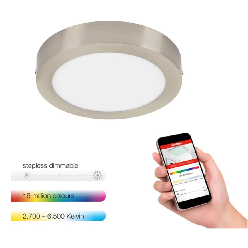 Telefunken 309502TF - LED RGBW Димируем плафон LED/18W/230V 2700-6500K Wi-Fi Tuya + дистанционно управление
