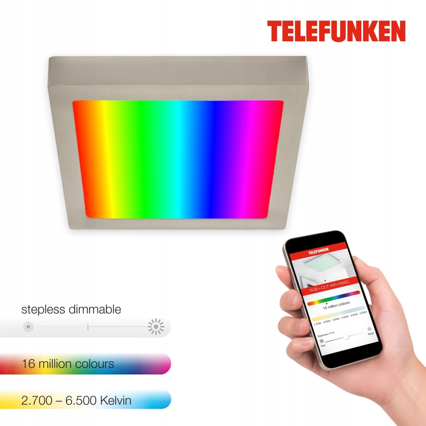 Telefunken 309602TF - LED RGBW Димируем плафон LED/18W/230V 2700-6500K Wi-Fi Tuya