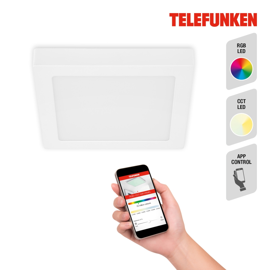 Telefunken 309606TF - LED RGBW Димируем плафон LED/18W/230V 2700-6500K Wi-Fi Tuya