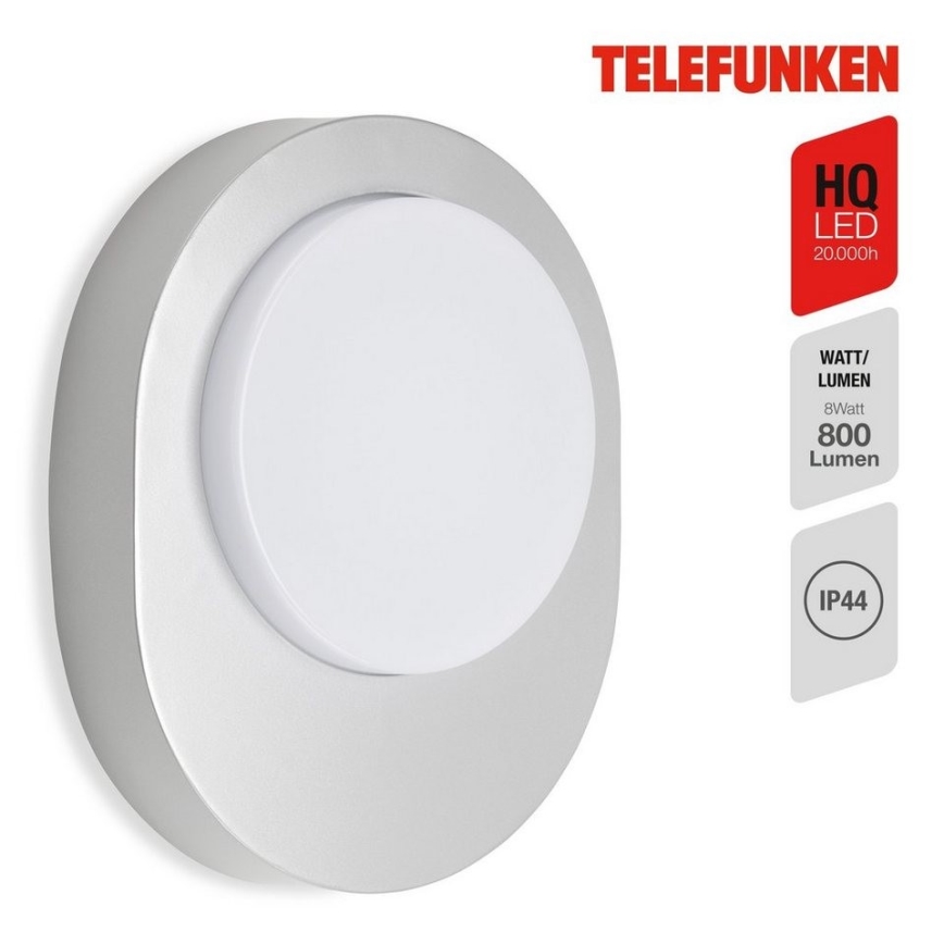 Telefunken 312004TF - LED Екстериорен аплик LED/8W/230V IP44 сребрист