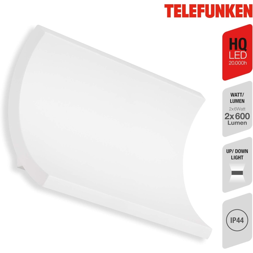 Telefunken 312806TF - LED Екстериорен аплик 2xLED/6W/230V IP44 бял