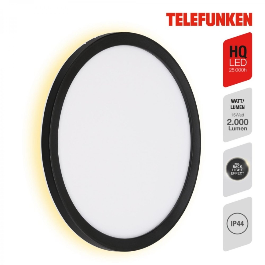 Telefunken 313405TF - Външно стенно осветително тяло LED/15W/230V IP44 черно