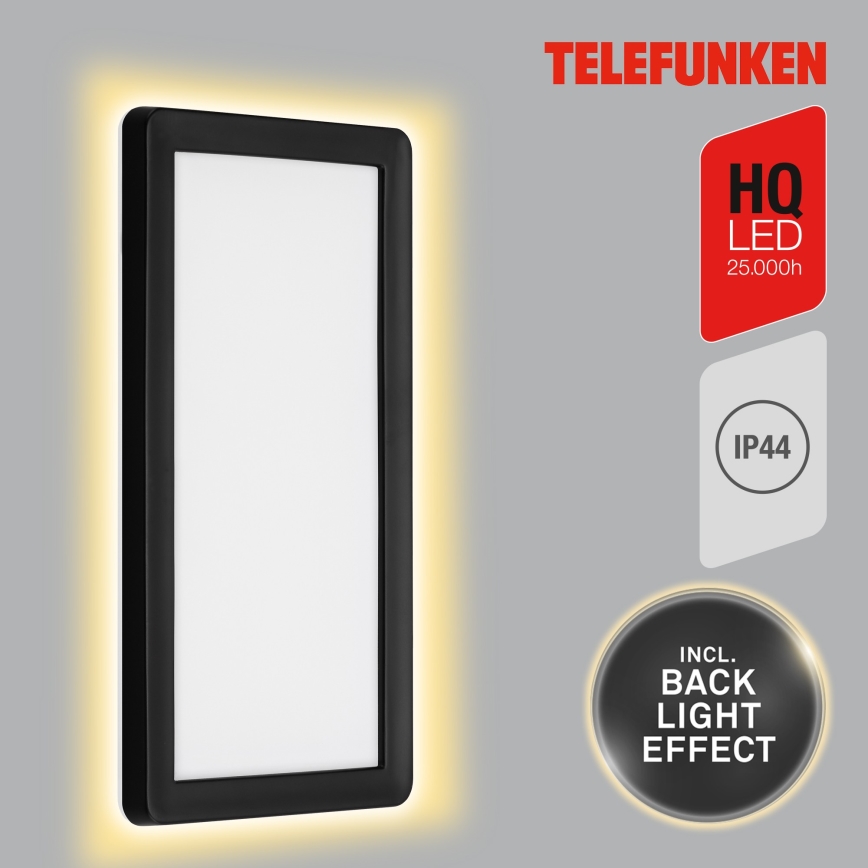 Telefunken 313605TF - LED Екстериорен аплик LED/16W/230V IP44 черен