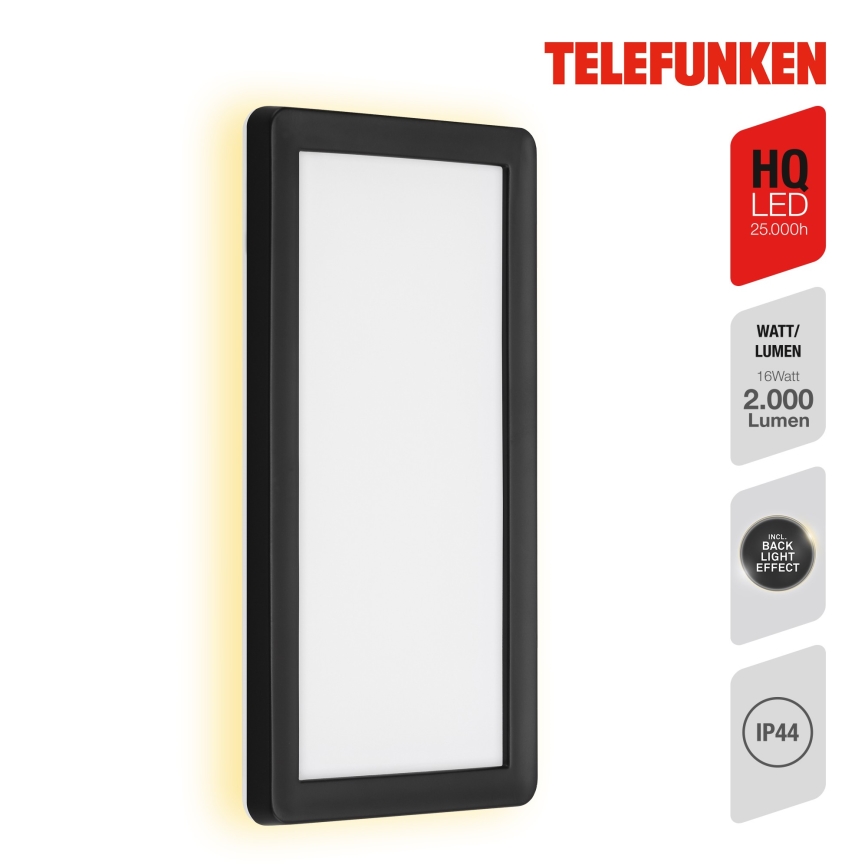 Telefunken 313605TF - LED Екстериорен аплик LED/16W/230V IP44 черен