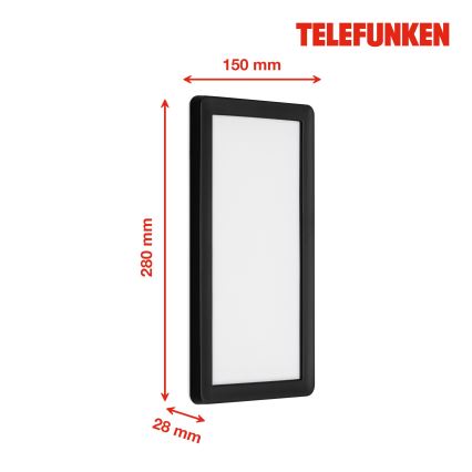 Telefunken 313605TF - LED Екстериорен аплик LED/16W/230V IP44 черен