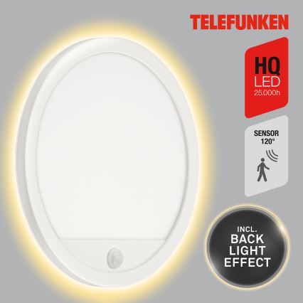 Telefunken 313706TF - LED Екстериорен аплик със сензор LED/15W/230V IP44 бял