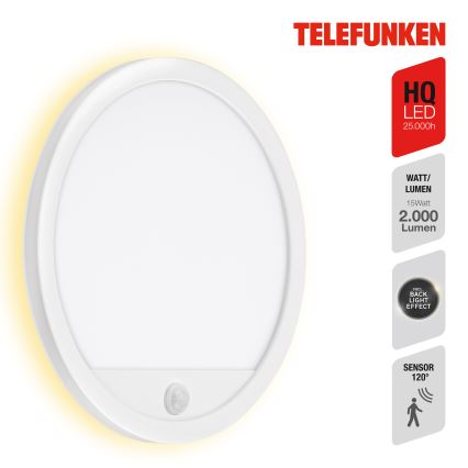 Telefunken 313706TF - LED Екстериорен аплик със сензор LED/15W/230V IP44 бял