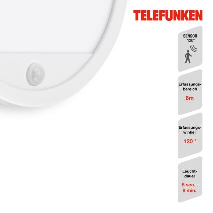 Telefunken 313706TF - LED Екстериорен аплик със сензор LED/15W/230V IP44 бял