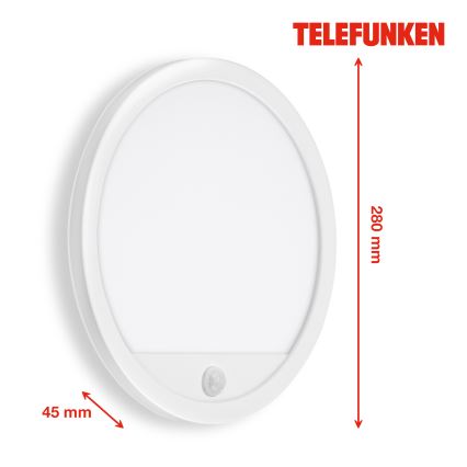 Telefunken 313706TF - LED Екстериорен аплик със сензор LED/15W/230V IP44 бял