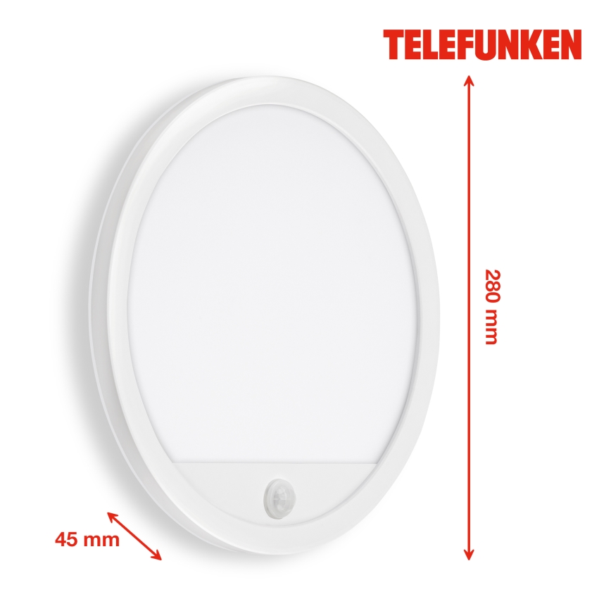 Telefunken 313706TF - LED Екстериорен аплик със сензор LED/15W/230V IP44 бял