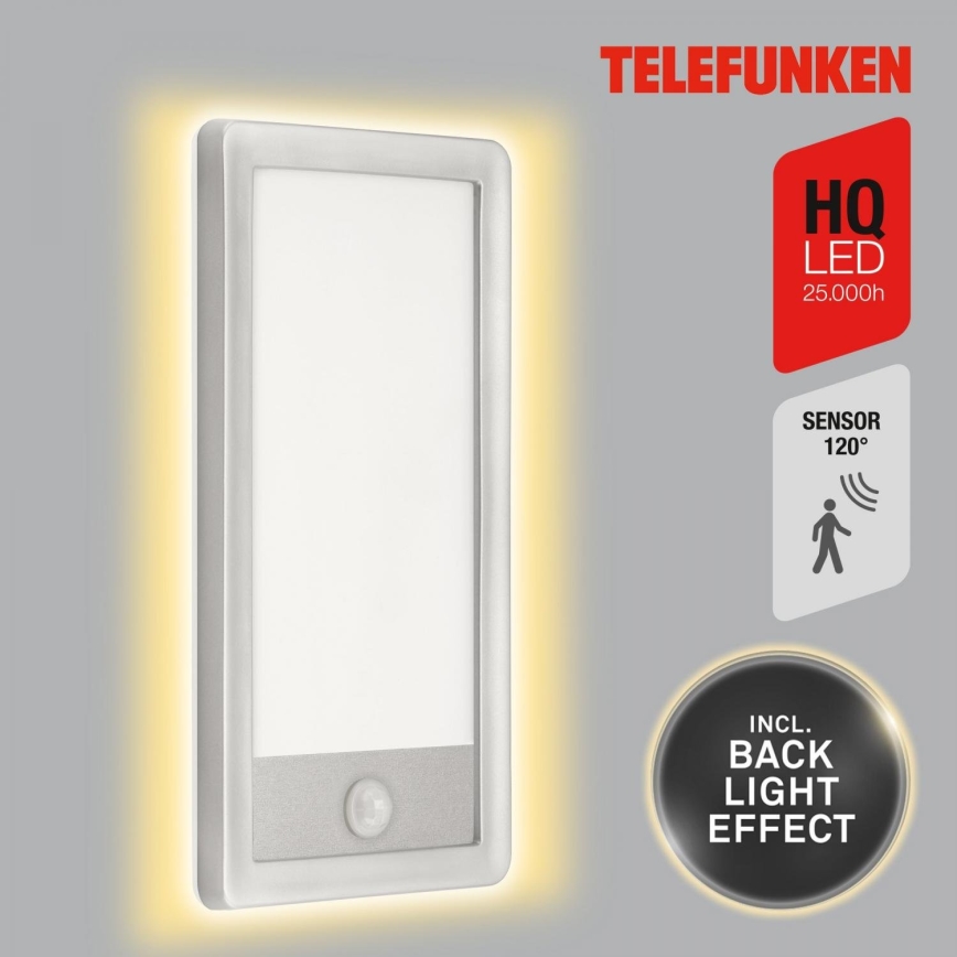 Telefunken 313904TF - LED Екстериорен аплик със сензор LED/16W/230V IP44