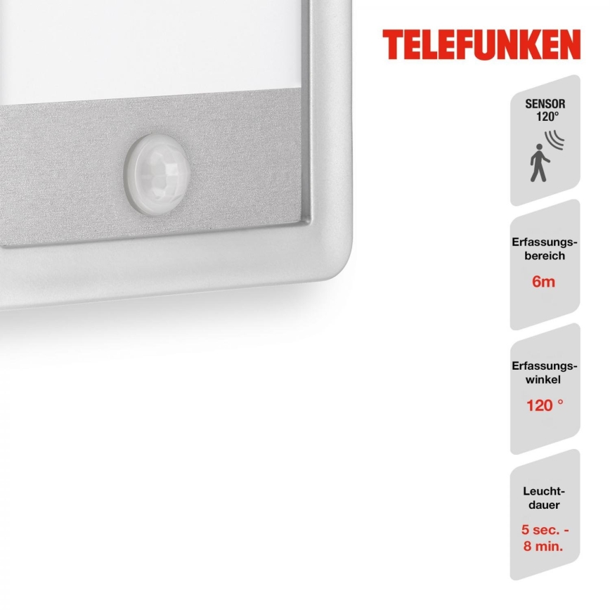Telefunken 313904TF - LED Екстериорен аплик със сензор LED/16W/230V IP44