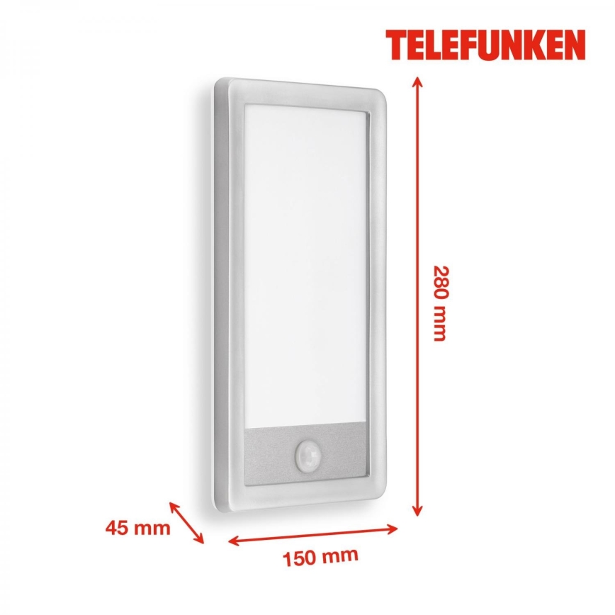 Telefunken 313904TF - LED Екстериорен аплик със сензор LED/16W/230V IP44