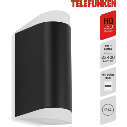 Telefunken 314905TF - LED Екстериорен аплик 2xGU10/5W/230V IP44 черен