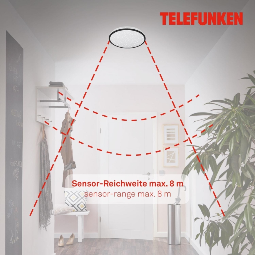 Telefunken 318305TF - LED Плафон за баня със сензор LED/16W/230V IP44 Ø 28 см