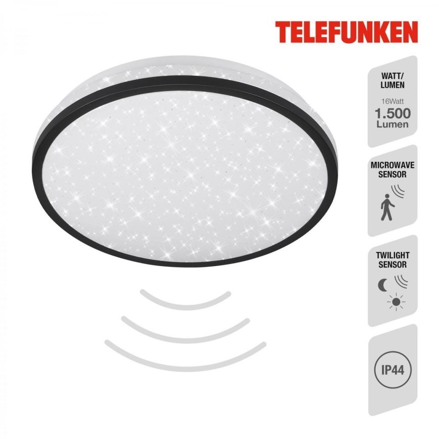 Telefunken 318305TF - LED Плафон за баня със сензор LED/16W/230V IP44 Ø 28 см