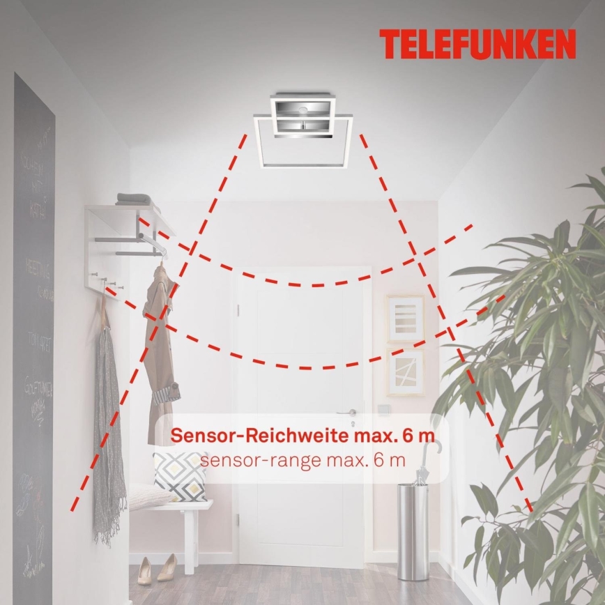 Telefunken 318608TF - LED Плафон със сензор FRAME LED/17W/230V 3000K матов хром
