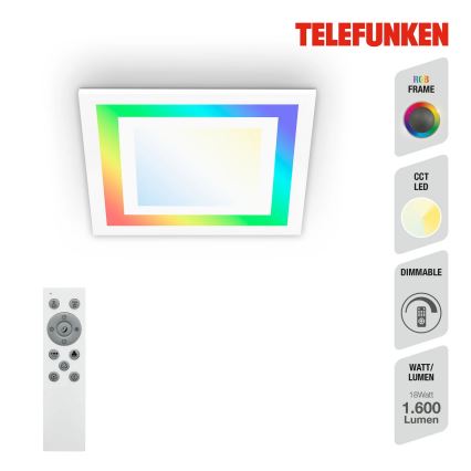 Telefunken 318706TF - Димируем LED RGBW панел LED/18W/230V 3000-6500K + дистанционно управление