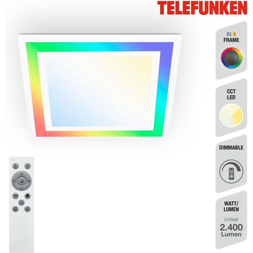 Telefunken 318806TF - LED RGBW Димируем плафон LED/24W/230V 3000-6500K + дистанционно управление