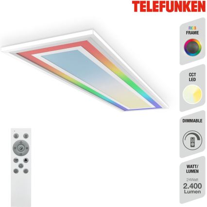 Telefunken 318906TF - LED RGBW димируемо таванно осветително тяло LED/24W/230V 3000-6500K 25x100 cm + дистанционно управление
