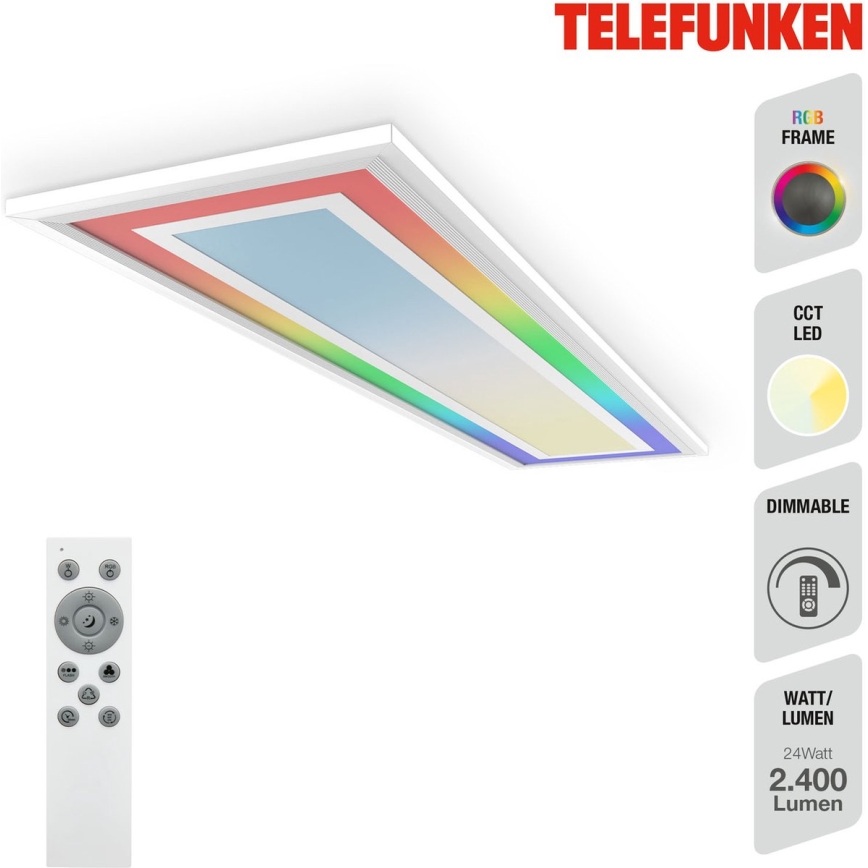 Telefunken 318906TF - LED RGBW димируемо таванно осветително тяло LED/24W/230V 3000-6500K 25x100 cm + дистанционно управление