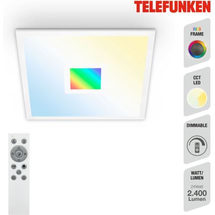 Telefunken 319106TF - RGBW Димируем плафон LED/24W/230V 2700-6500K бял + дистанционно управление