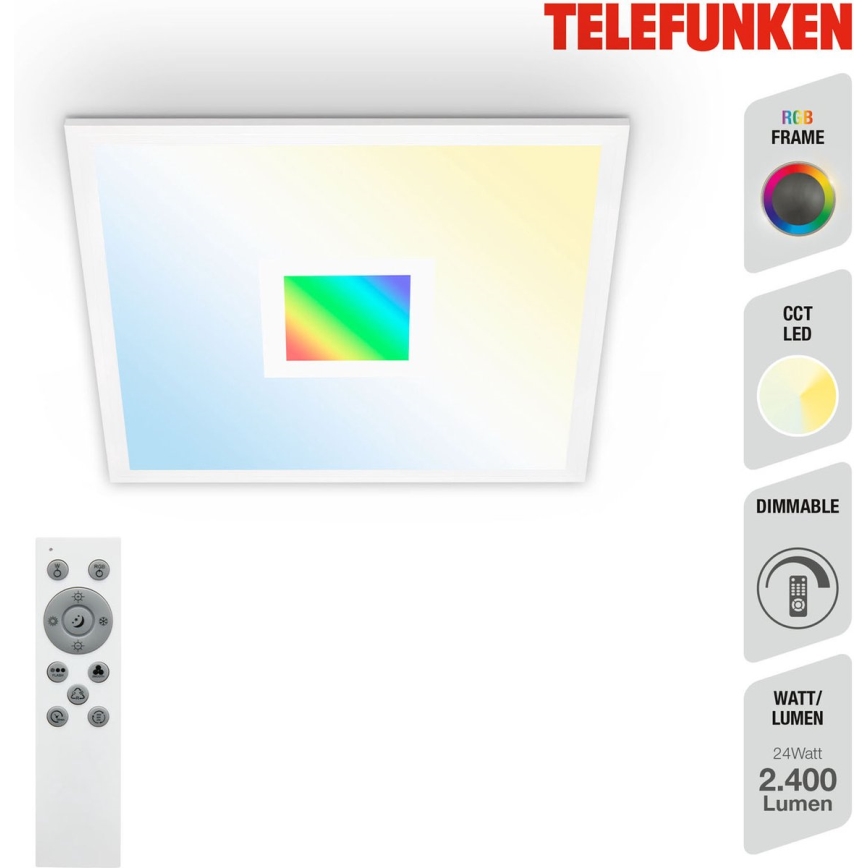 Telefunken 319106TF - RGBW Димируем плафон LED/24W/230V 2700-6500K бял + дистанционно управление