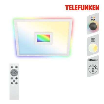 Telefunken 319506TF - RGBW Димируем плафон LED/36W/230V 2700-6500K бял + дистанционно управление