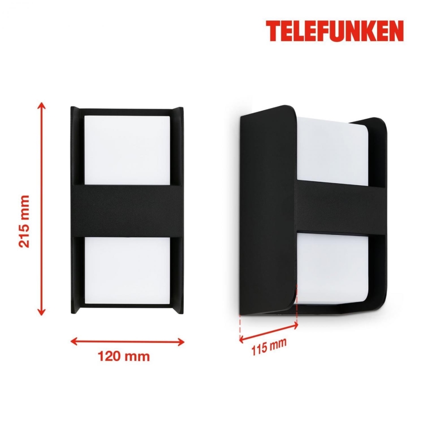 Telefunken 321005TF - Екстериорен аплик 1xE27/12W/230V IP44 черен