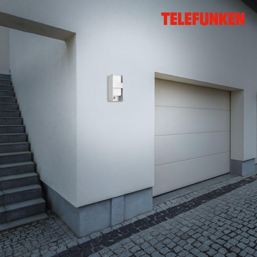 Telefunken 321104TF - Екстериорен аплик със сензор 1xE27/12W/230V IP44 бял
