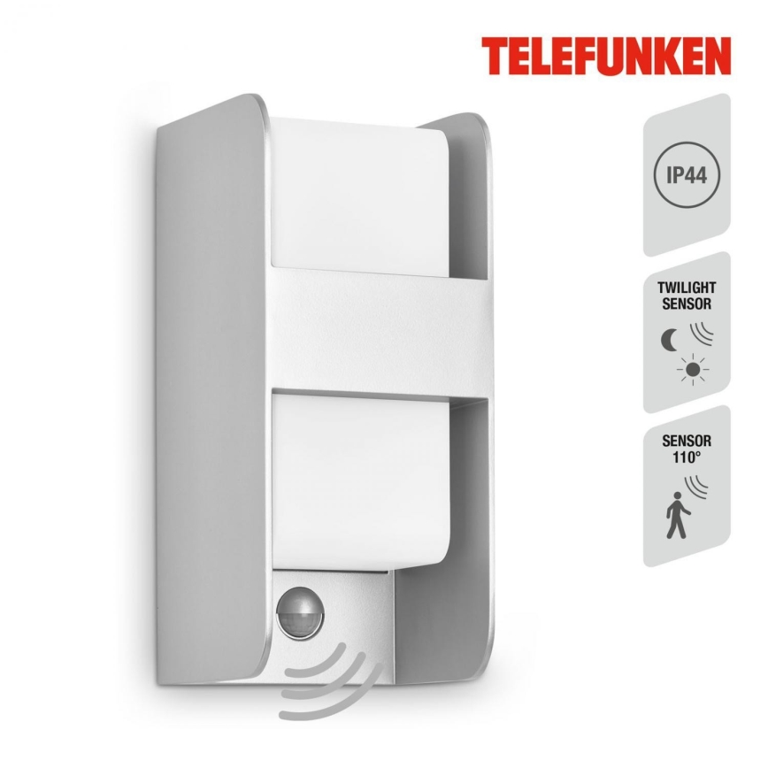 Telefunken 321104TF - Екстериорен аплик със сензор 1xE27/12W/230V IP44 бял