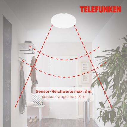 Telefunken 601306TF - LED Плафон за баня със сензор LED/20W/230V IP44 Ø 40 см