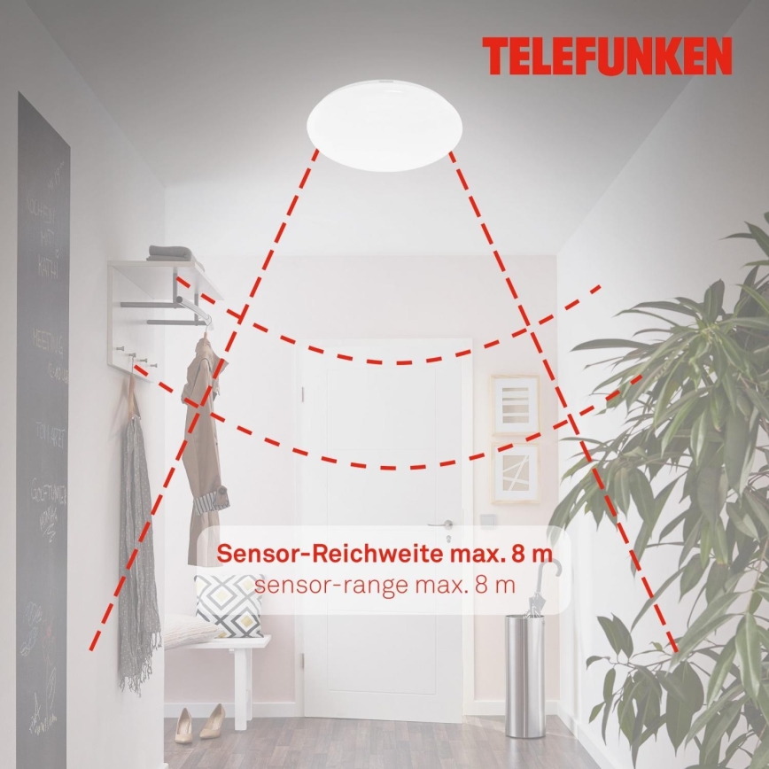 Telefunken 601306TF - LED Плафон за баня със сензор LED/20W/230V IP44 Ø 40 см